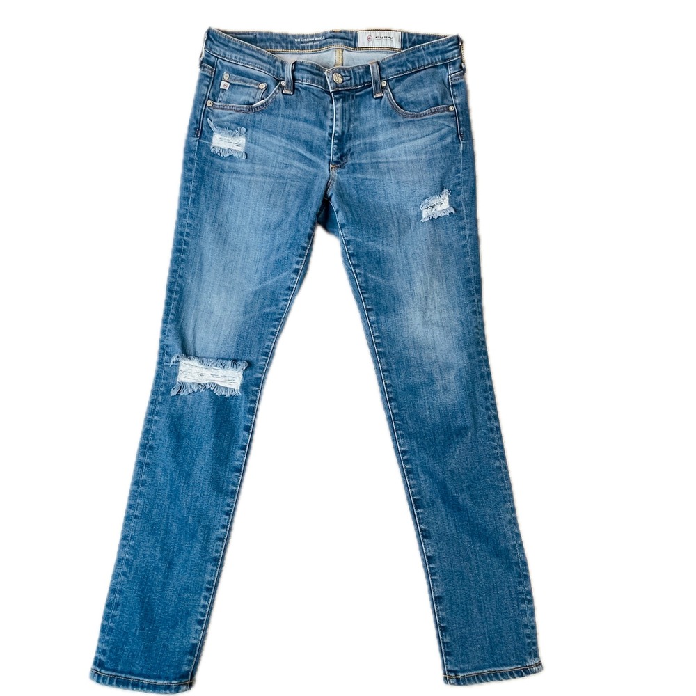 AG Jeans Women 30 Blue The Legging Ankle Super Skinny Distressed AG-ed Denim
